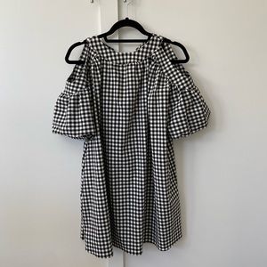 Zara Gingham Cold Shoulder Dress